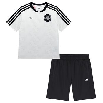 Adidas Kids طقم شورت بالشعار باللون الأبيض والأسود, 1 طقم شورت بالشعار باللون الأبيض والأسود