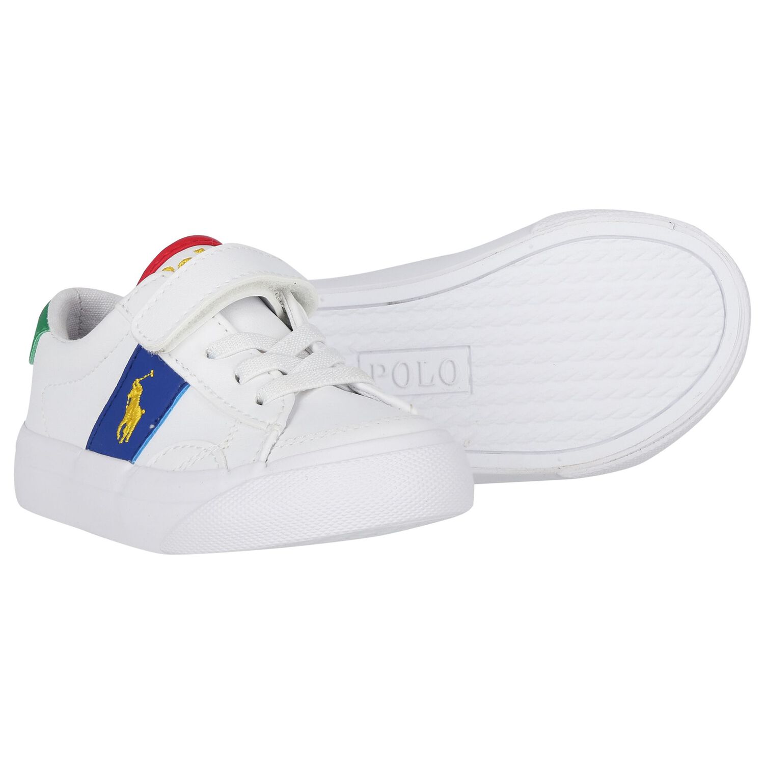 حذاء رياضي بالشعار باللون الأبيض للأولاد, 1, hi-res