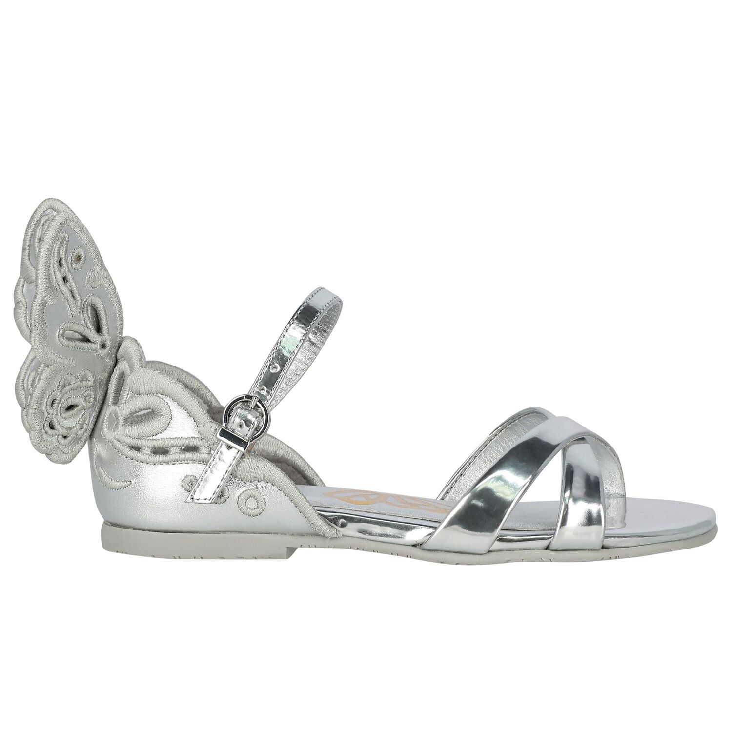 Girls Silver Butterfly Sandals, 1, hi-res image number null
