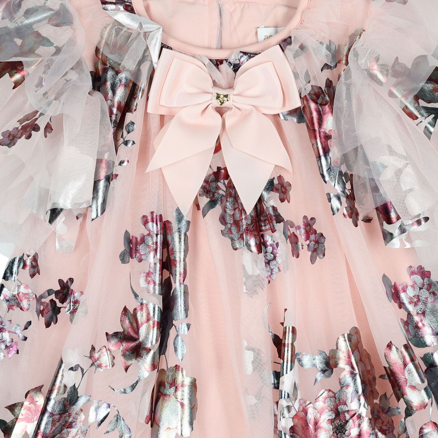 Girls Pink Tulle Darcey Floral Dress, 1, hi-res