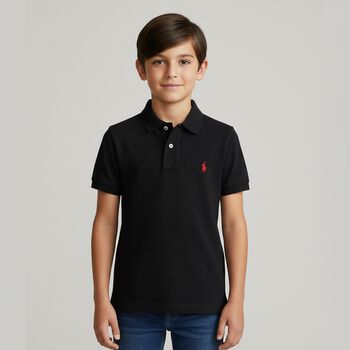Boys Black Logo Polo Shirt