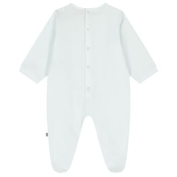Baby Boys Blue Teddy Bear Logo Babygrow