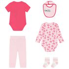 Baby Girls Pink Cotton Bodysuit & Pants Gift Set, 2, hi-res