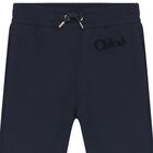 Girls Navy Blue Logo Joggers , 2, hi-res