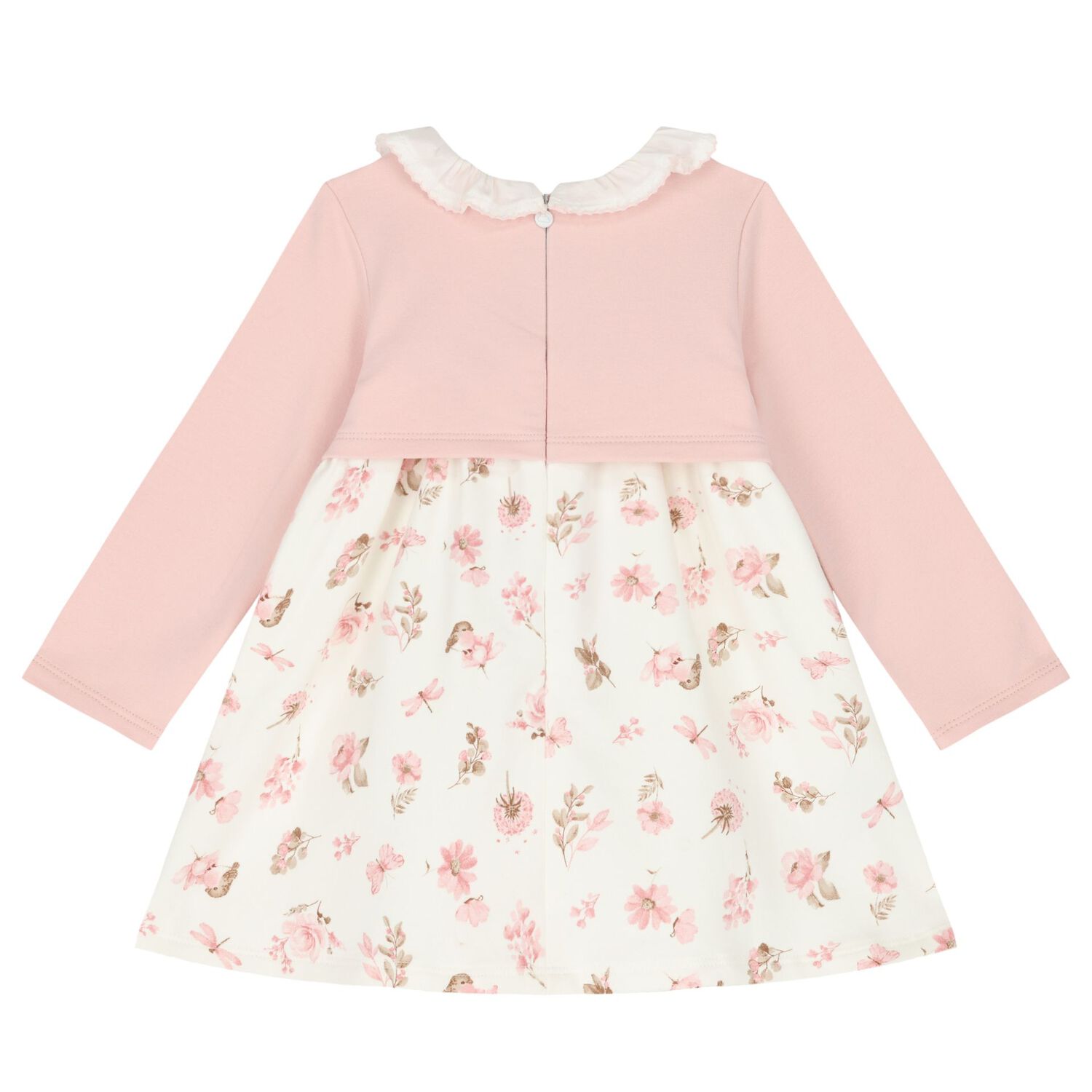 Baby Girls Pink & Ivory Floral Dress, 1, hi-res image number null