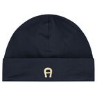 Baby Boys Navy Blue & Gold Logo Babygrow Set, 1, hi-res