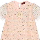 فستان بنات مزين بالترتر بالشعار باللون الوردي , 2, hi-res