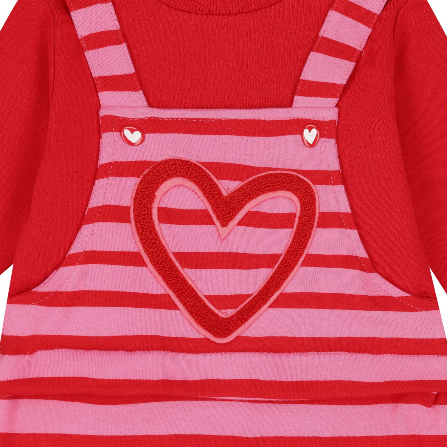 Baby Girls Pink & Red Heart Romper, 1, hi-res