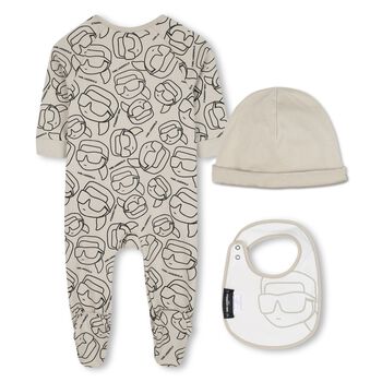 Baby Boys Beige Ikonik Karl Babygrow Gift Set