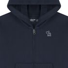 Boys Navy Blue Logo Hooded Zip Up Top, 1, hi-res