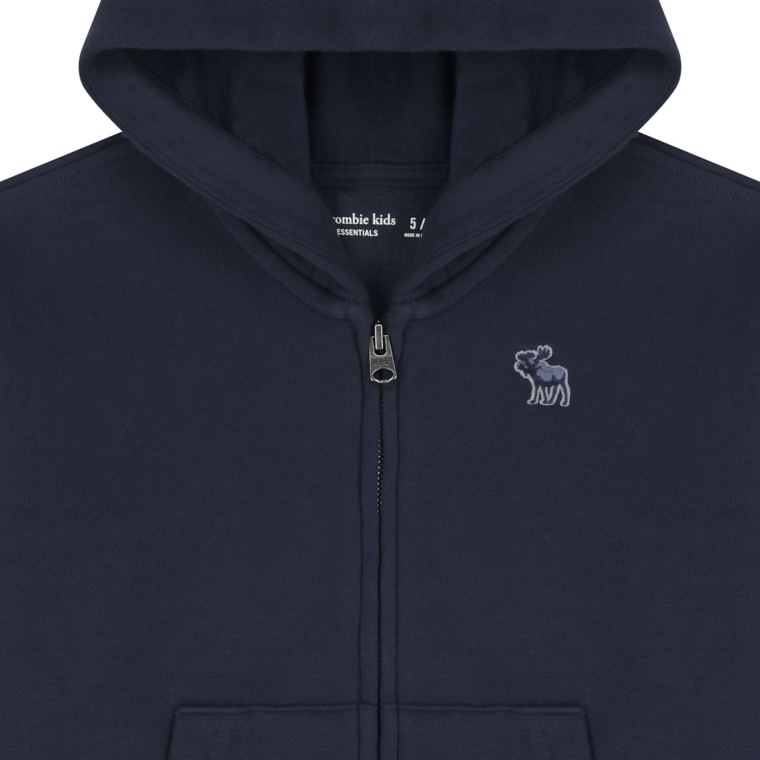 Boys Navy Blue Logo Hooded Zip Up Top, 1, hi-res