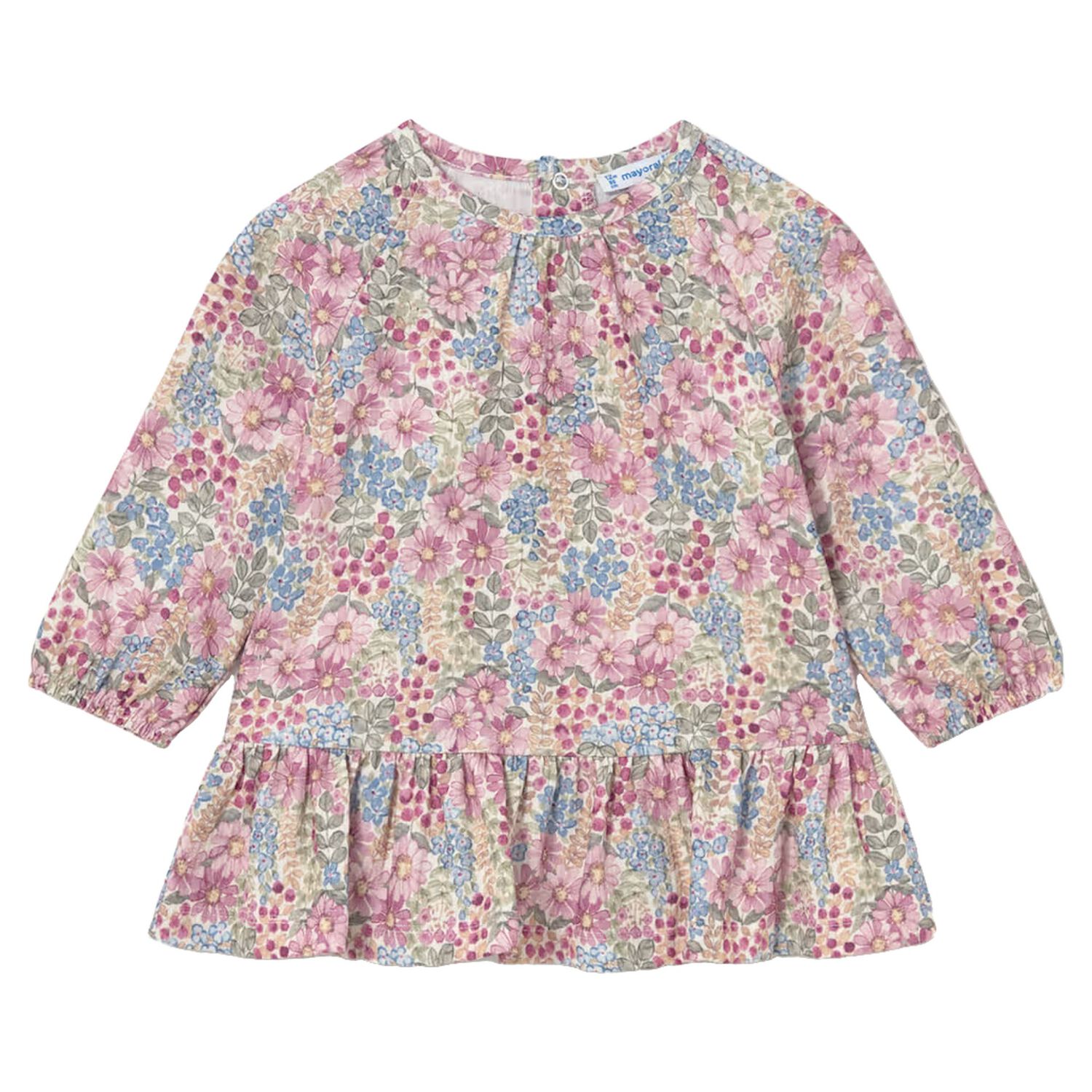 Younger Girls Pink Floral Dress, 2, hi-res