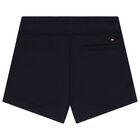 Boys Navy Blue Logo Shorts, 1, hi-res