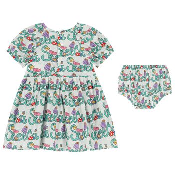 Younger Ivory & Green Logo Dress Set