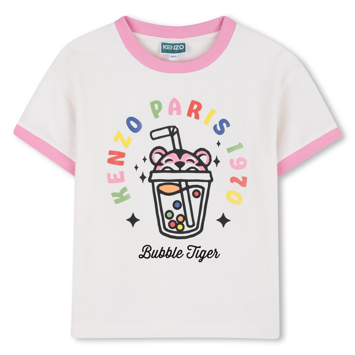 Girls Ivory Bubble Tiger T-Shirt, 1, hi-res