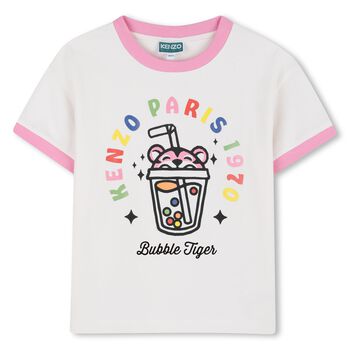 Girls Ivory Bubble Tiger T-Shirt