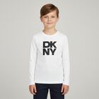 بلوزة بيضاء بأكمام طويلة وشعار, 2, hi-res