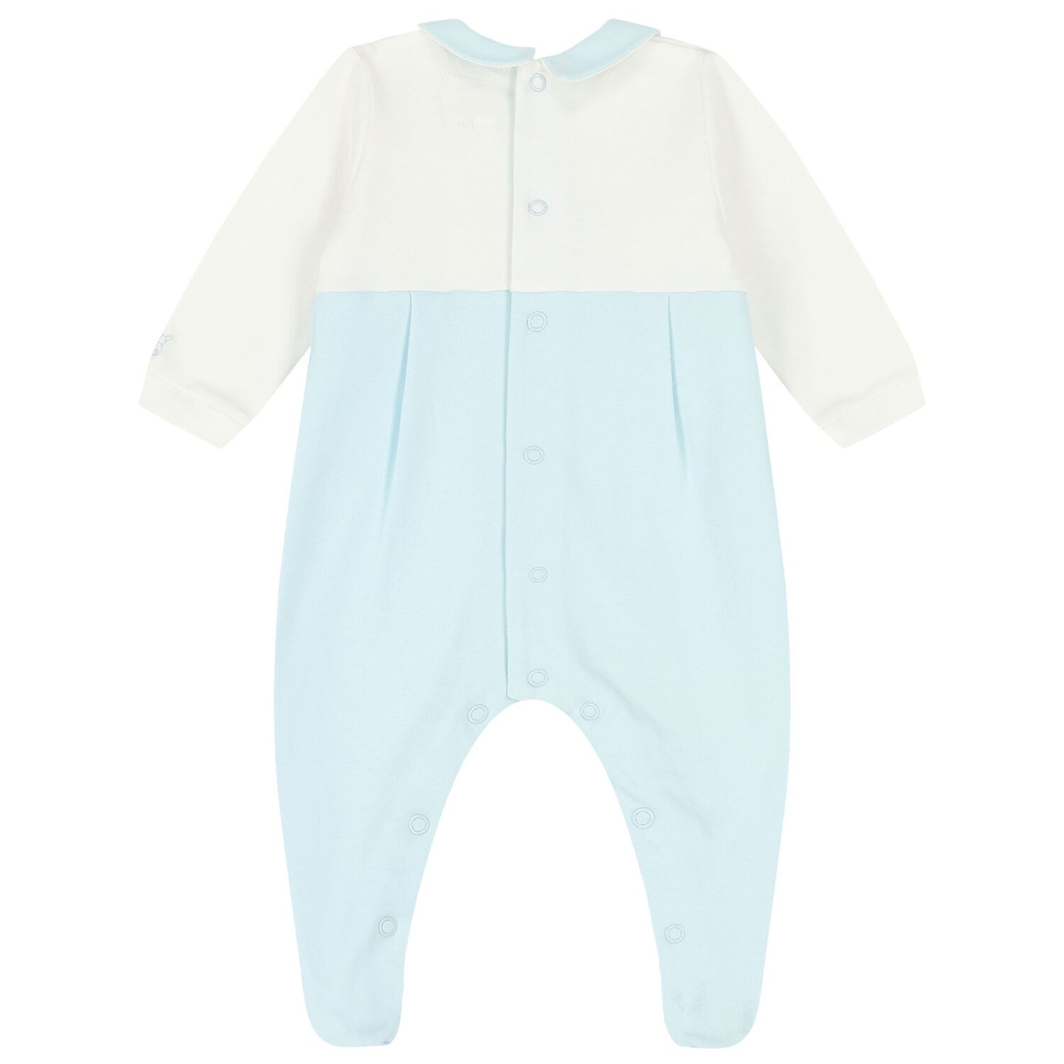 Baby Boys Blue & White Teddy Bear Babygrow, 1, hi-res