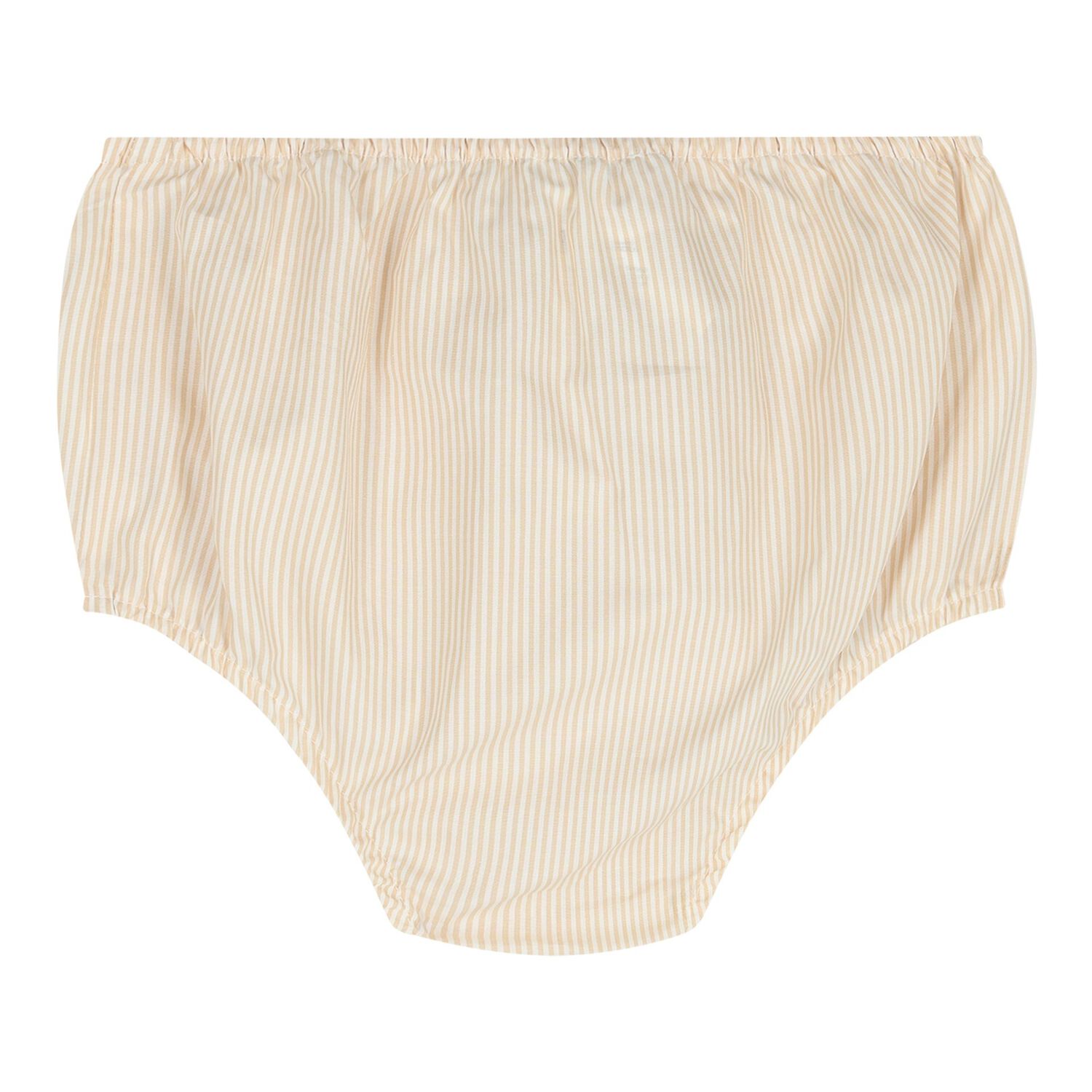 طقم فستان بيج مخطط بنقوش زهور للبنات الصغيرات, 1, hi-res