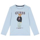 Boys Blue Bear Logo Long Sleeve Top, 4, hi-res