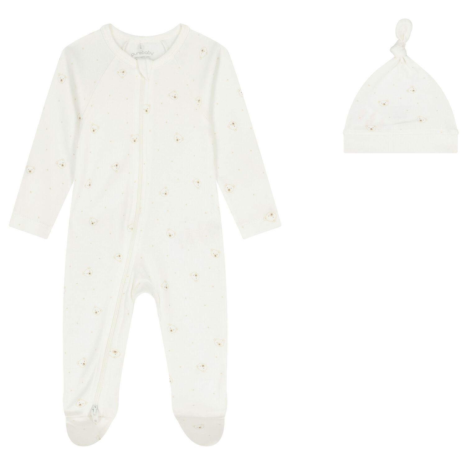 White Teddy Bear Babygrow Set, 1, hi-res