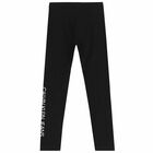 Girls Black Logo Leggings, 1, hi-res