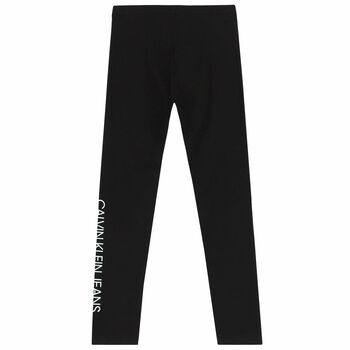 Girls Black Logo Leggings