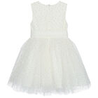 فستان بنات تول باللون العاجى والذهبى, 1, hi-res