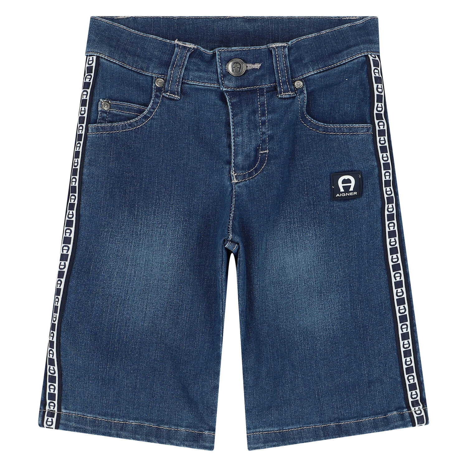 Boys Blue Logo Denim Shorts, 1, hi-res image number null