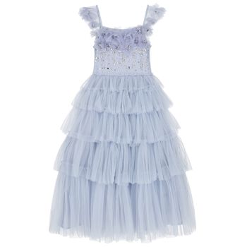 Girls Blue Embellished Tutu Dress