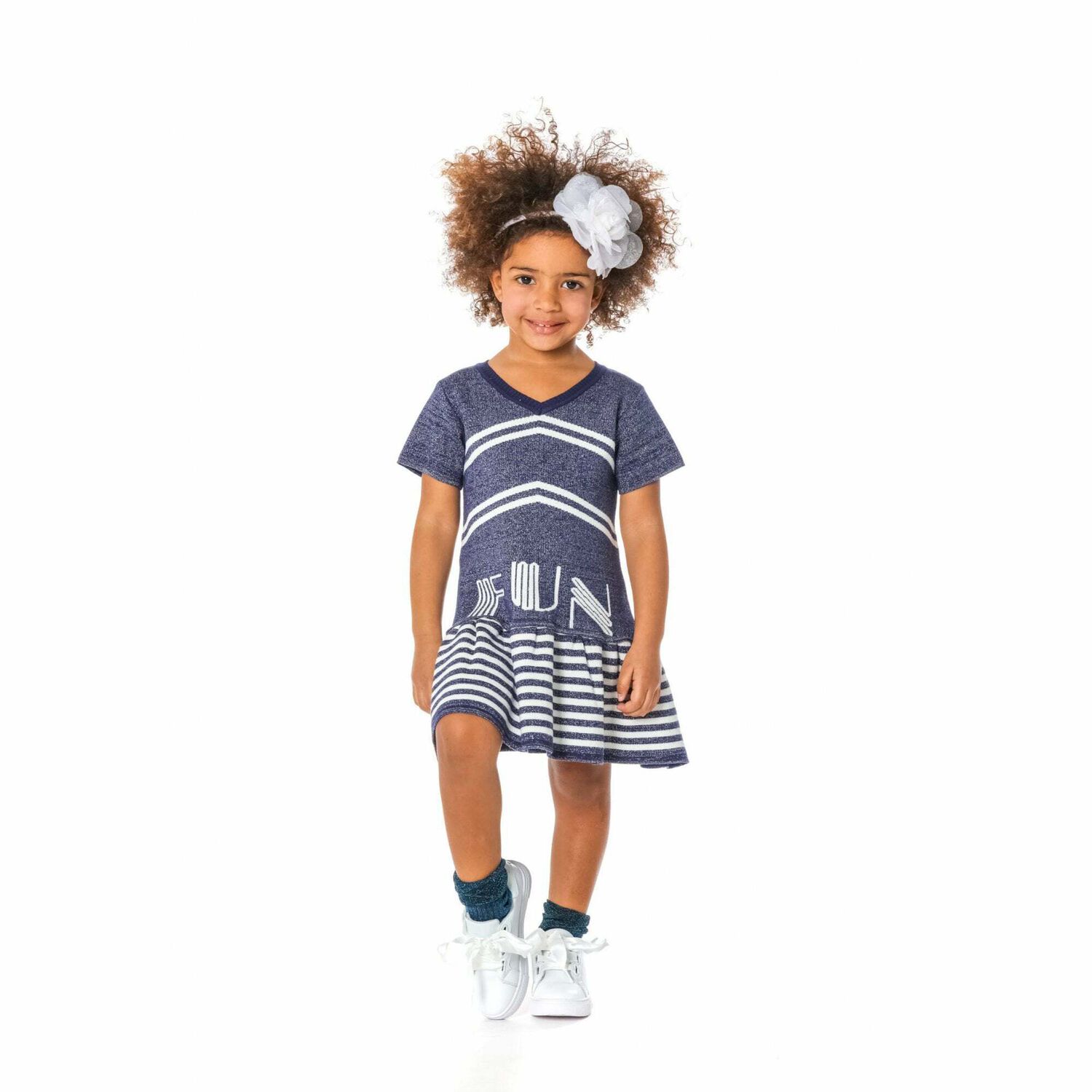 Girls Blue & Silver Knitted Dress, 1, hi-res image number null