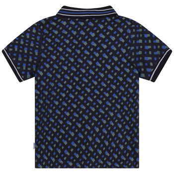 Younger Boys Navy Blue Monogram Logo Polo Shirt