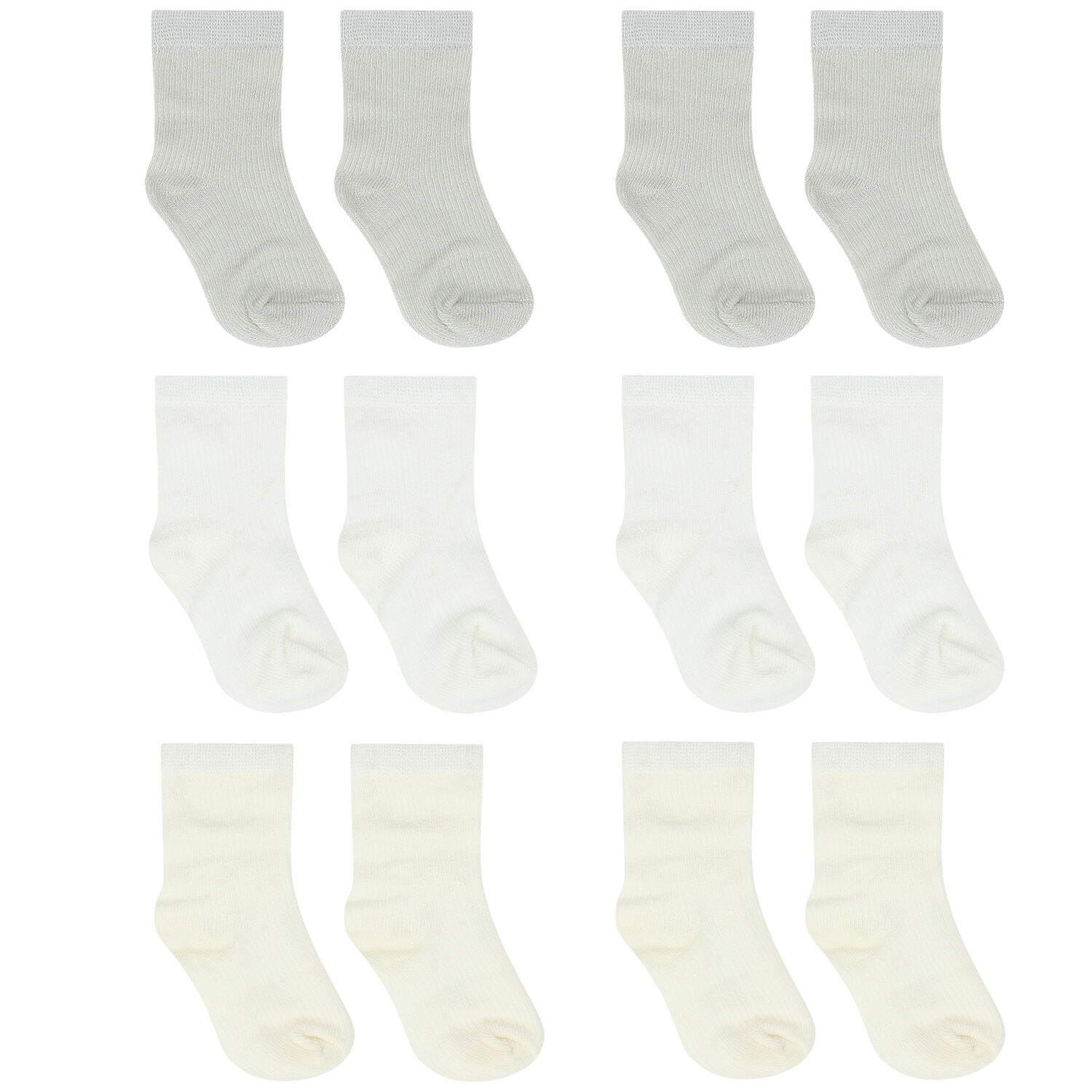 White, Grey & Ivory Socks (6 Pack), 2, hi-res