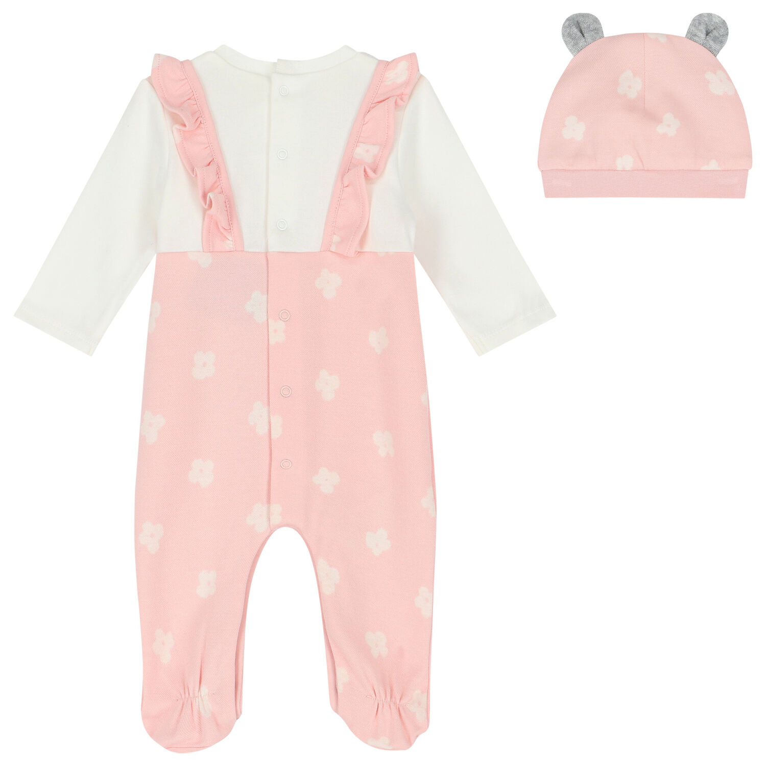 Girls Pink Babygrow & Hat Set, 1, hi-res