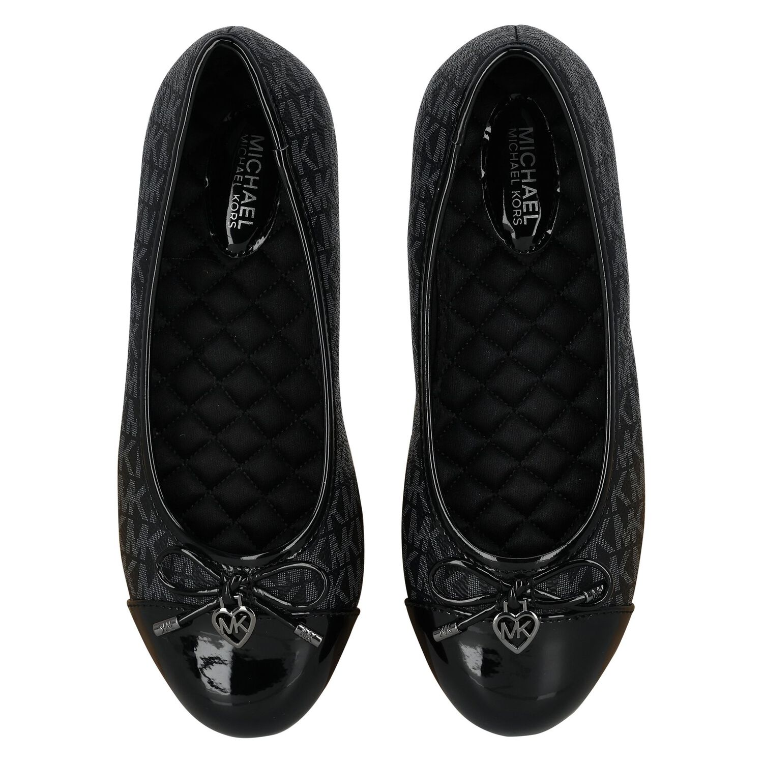 Girls Black Logo Ballerina Shoes, 2, hi-res