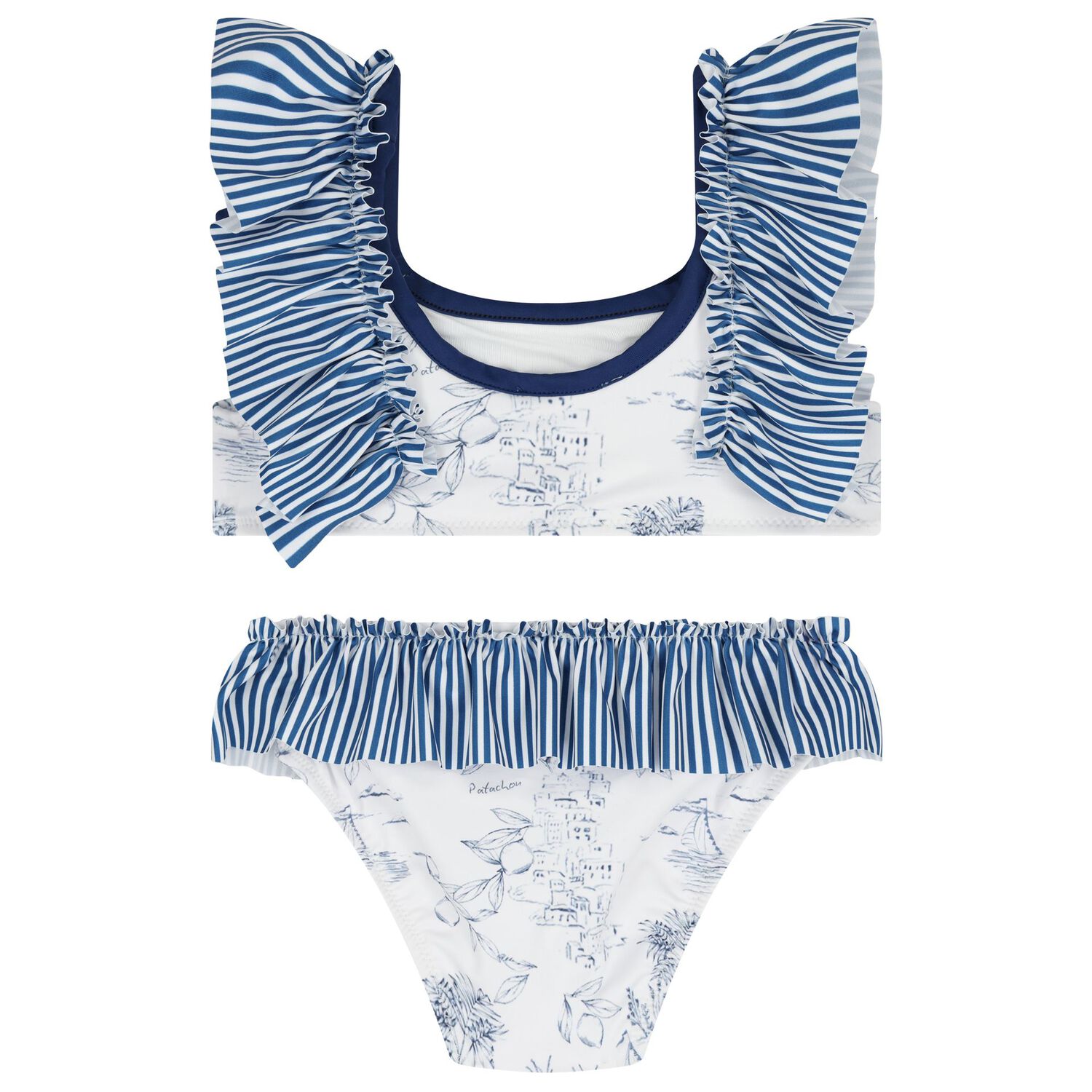 Girls Navy Blue & White Bikini, 1, hi-res