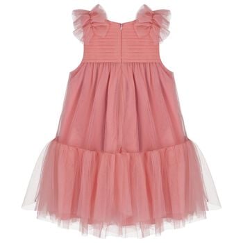 Girls Pink Ruffled Tulle Dress