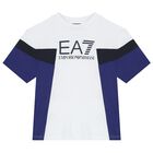 تيشيرت أولاد بالشعار باللون الأبيض, 1, hi-res