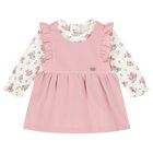 Baby Girls Pink Ruffled Dress, 1, hi-res