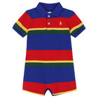 Baby Boys Multi-Colored Striped Logo Romper, 1, hi-res