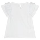 Girls White 3D Flower Blouse, 1, hi-res