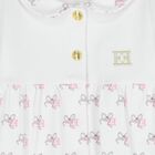 بدلة أطفال بيضاء مزينة بشعار فيونكة للبنات, 1, hi-res