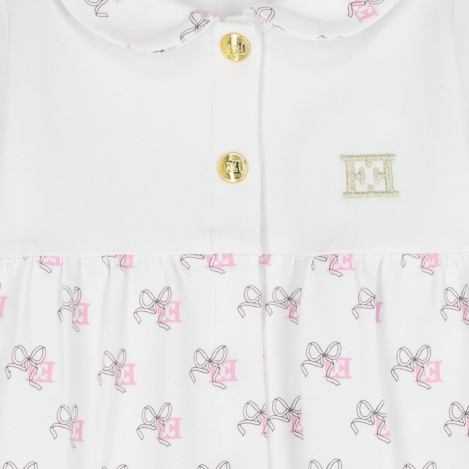 بدلة أطفال بيضاء مزينة بشعار فيونكة للبنات, 1, hi-res