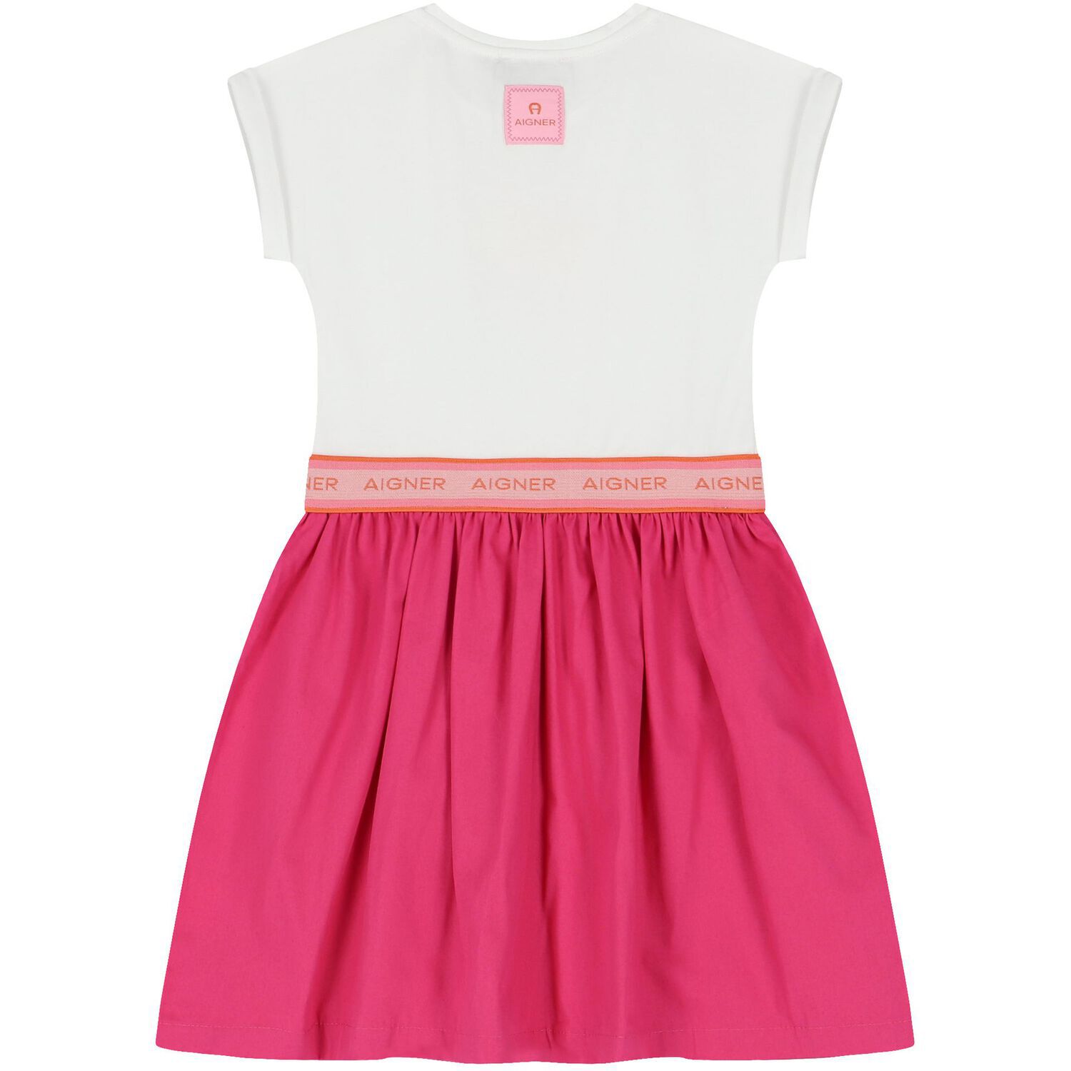 Girls White & Pink Logo Heart Dress, 1, hi-res