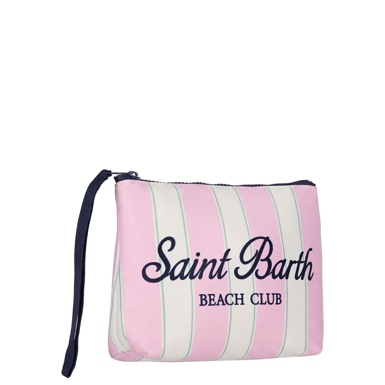 Girls Ivory & Pink Striped Aline Logo Pouch ( 15cm ), 1, hi-res