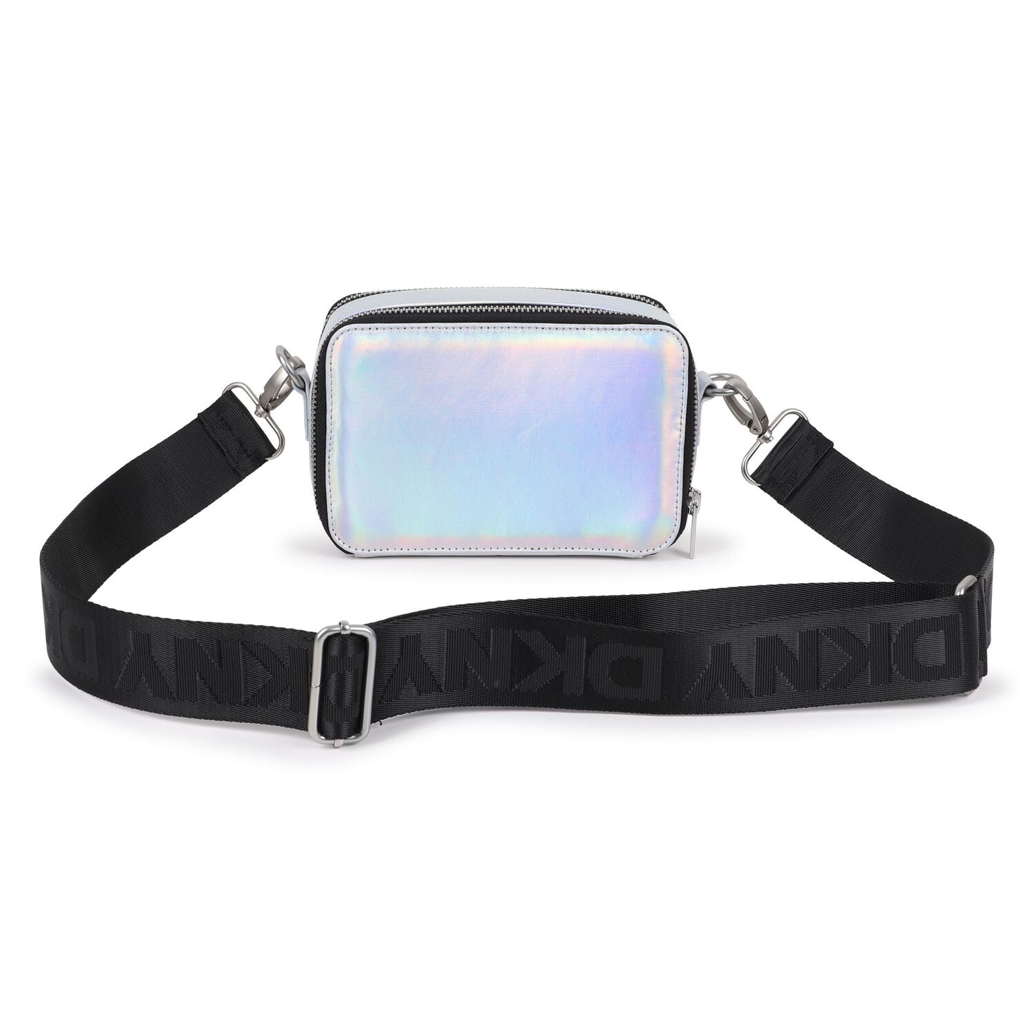 Girls Metallic Silver Logo Handbag, 1, hi-res