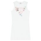 Girls White Logo Butterfly Dress, 3, hi-res