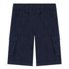 Younger Boys Navy Logo Shorts, 1, hi-res