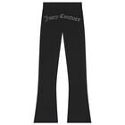 Girls Black Crystal Embellished Diamant&eacute; Logo Flared Leggings, 1, hi-res