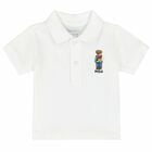 تيشيرت بولو بالشعار باللون الابيض للاولاد, 1, hi-res